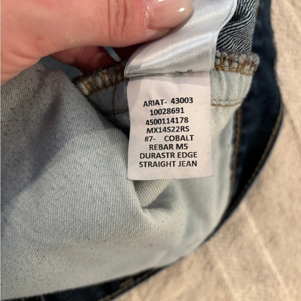 Ariat Rebar M5 DuraStretch Jeans Mens 40x30 Straight Leg Workwear Cobalt